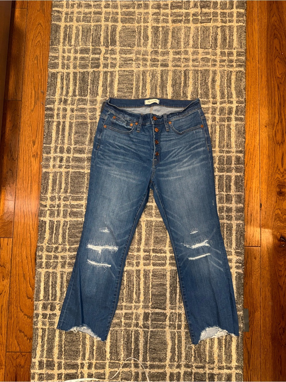 Madewell Blue Distressed Cropped Button-Fly Jeans Cali Demi Boot